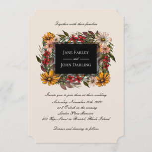 Reiche herbstliche Blumenrahmen-Hochzeitseinladung Einladung