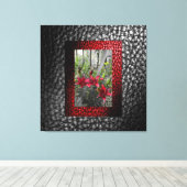 Reiche Imitate Grau Leder Kollektion - Red Floral Leinwanddruck (Insitu (Holzboden))
