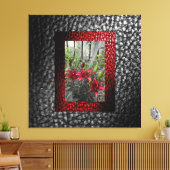 Reiche Imitate Grau Leder Kollektion - Red Floral Leinwanddruck (Insitu (Wohnzimmer))