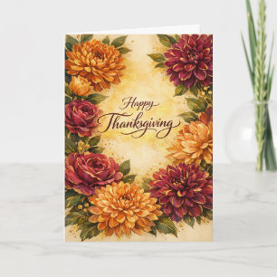 Reiche, juwelenfarbene Herbst-Thanksgiving-Blumeng Feiertagskarte