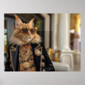 Reiche Katze stehend vor einem Herrenhaus Poster (Vorne)