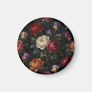 Reiche, launische Pfingstrosen-Tulpen-Blumenanordn Magnet