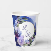 Reiche Lila und blaue Peony Extravagant Paper Cup Pappbecher (Vorderseite)
