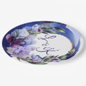 Reiche Lila und blaue Peony Extravagant Pappteller (Schrägansicht)