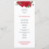 Reiche Rote Rosen Stilvolle SkriptWedding Programm (Rückseite)