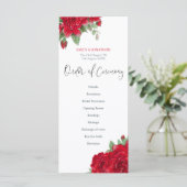 Reiche Rote Rosen Stilvolle SkriptWedding Programm (Stehend Vorderseite)