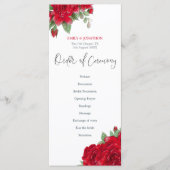 Reiche Rote Rosen Stilvolle SkriptWedding Programm (Vorderseite)