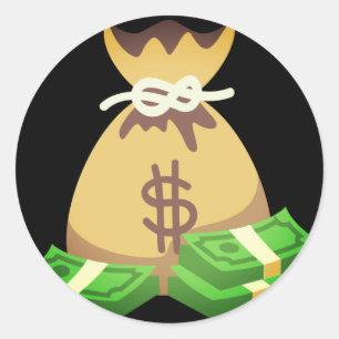 Reiche Tasche der Schwingungens- des Geldes Emoji Runder Aufkleber