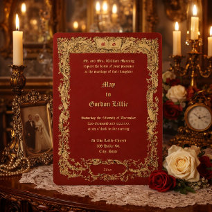Reiche viktorianische Ära Floral Banner Hochzeit Einladung