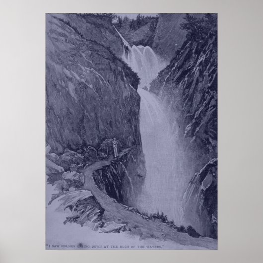 Reichenbach Falls - Sidney Paget - Blue Tint Poster (Vorne)