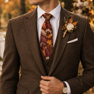 Reicher Herbstflor Tief Burgund Krawatte