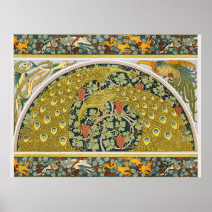 Reicher Pfau im Stil von William Morris mit Weinra Poster