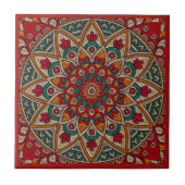Reicher, roter Mandala. Fliese (Vorderseite)