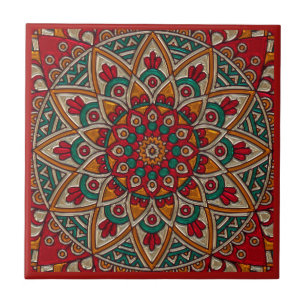 Reicher, roter Mandala. Fliese