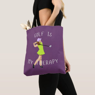 Reicher tiefer Pflaumen 'Golf ist meine Therapie'  Tasche