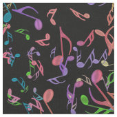 Reicher warmer Musiknoten-buntes schwarzes Gewebe Stoff (Nahaufnahme)