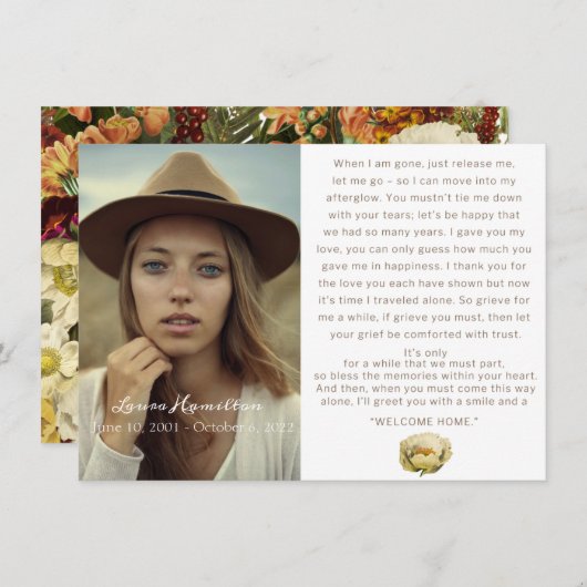 Reiches Beileid zur Beerdigung von Blumenbeerdigun Begleitkarte (Vorne/Hinten)