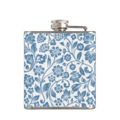 Reiches blau-weißes Blumenrankenmuster Flachmann (Rückseite)