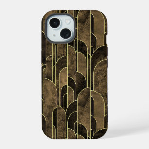 Reiches Braun- und Gold-Art-Deco-Muster iPhone 15 Hülle