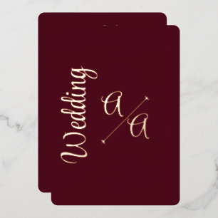 Reiches Burgund Rot Einfarbig Rose Gold Folie Hoch Folieneinladung