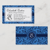 Reiches elegantes blaues BlumenWilliam Visitenkarte (Vorne/Hinten)
