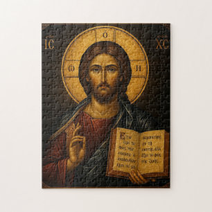 Reiches Gold und schwarzes Symbol Jesu Christi und Puzzle
