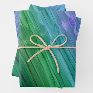 Reiches Indigo, tiefes Grün und Amethyst Geschenkpapier Set