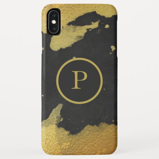 *~* reiches Monogramm-Gold u. schwarze Tafel Case-Mate iPhone Hülle (Rückseite)