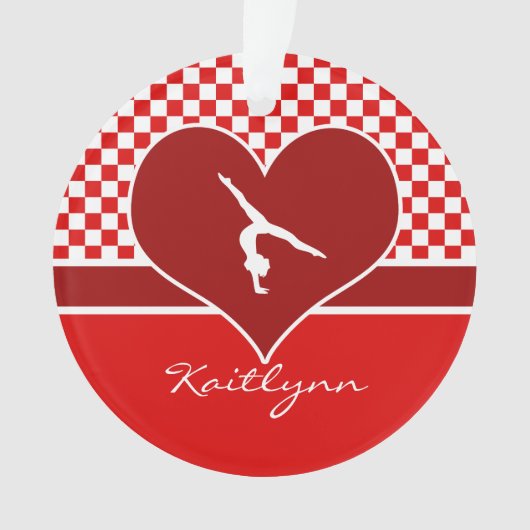 Reiches Rot-karierte Gymnastik mit Monogramm Ornament (Vorderseite)