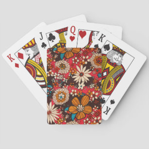 Reiches üppiges vintage Blumenstoffmuster Spielkarten