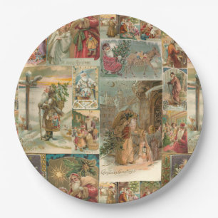 Reichhaltige Vintage-Vater-Christmas-Collage Pappteller