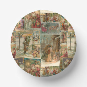 Reichhaltige Vintage-Vater-Christmas-Collage Pappteller