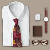 Reichhaltiges botanisches Blätter auf Maroon Monog Krawatte