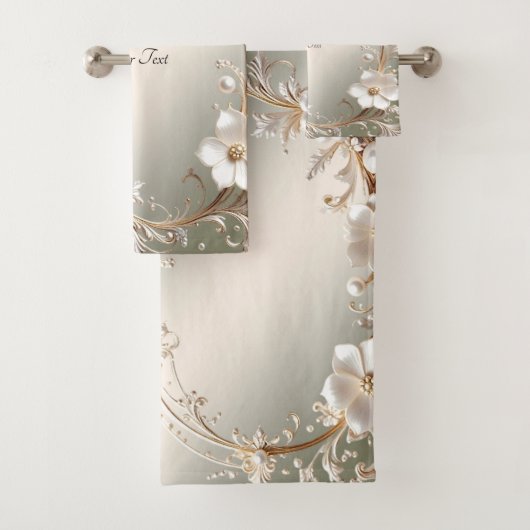Reichhaltiges Weißes Blumen Handtuch-Set Badhandtuch Set (Insitu)