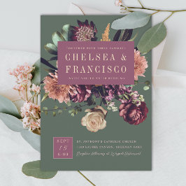 Reichhaltigkeit der Frühlingsfarbenfrohen Lila Grü Einladung