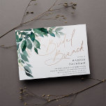 reichlich Foliage | Brautparty Brunch Folieneinladung<br><div class="desc">Elegante Brautparty-Brunch-Einladung mit Aquarellfarben-Eukalyptus-Blätter und grünem Blattkaskadieren aus der oberen links Ecke,  verziert mit Rose Goldfolienakzenten. Personalisieren Sie Ihre Bridal-Brunch-Details auf der rechten Seite. Die Karten werden zu einem festen Waldgrün umgeschaltet.</div>