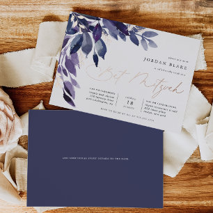 reichlich Foliage Violet Botanical Bat Mitzvah Folieneinladung