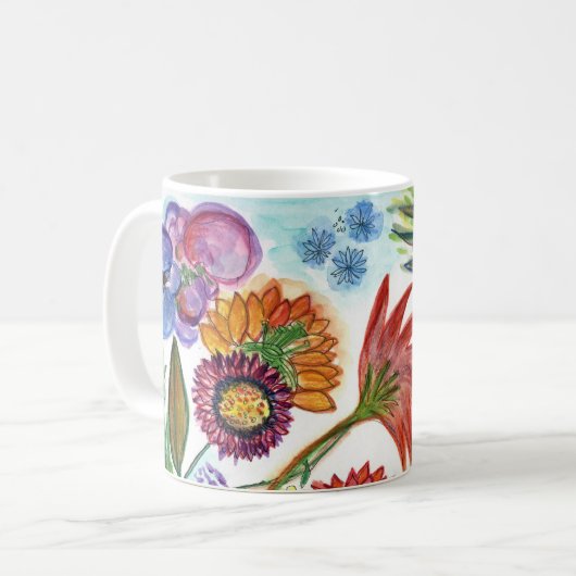 Reichliche Zinnias Kaffeetasse (Vorderseite Links)