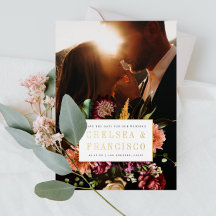 Reichtum des Frühlingsfloralen Fotos Save the Date