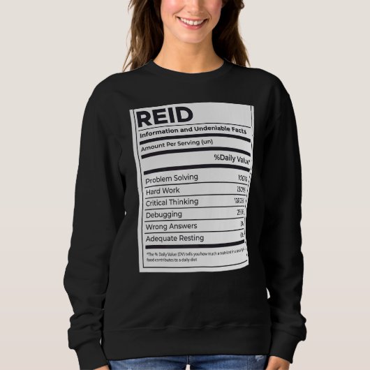 Reid Ernährungsinformation Problem lösen Sweatshirt (Vorderseite)