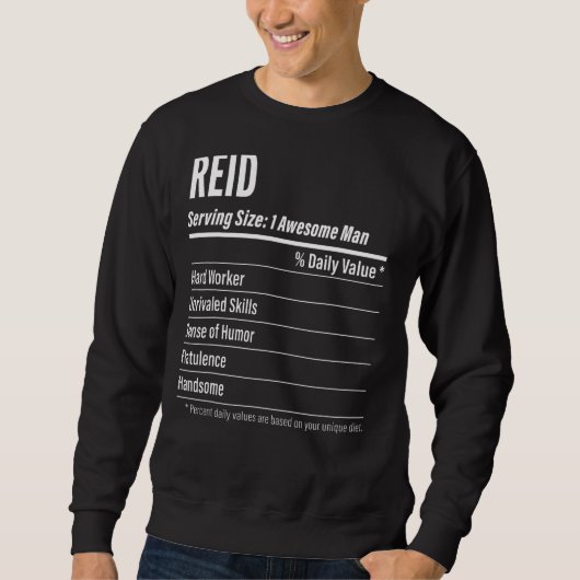 Reid Serving Size Nutrition Label Calories Sweatshirt (Vorderseite)