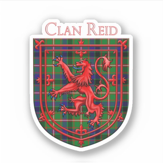 Reid Tartan Scottish Kariert Lion Rampant Aufkleber (Vorderseite)