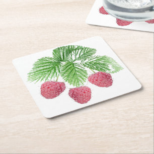 Reif, Beeren, Himbeeren Rechteckiger Pappuntersetzer