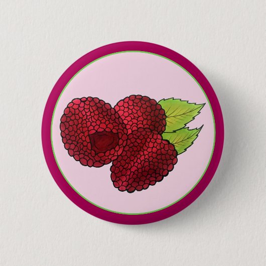 Reif Fresh Summer Red Himbeeren Früchte Berry Button (Vorderseite)
