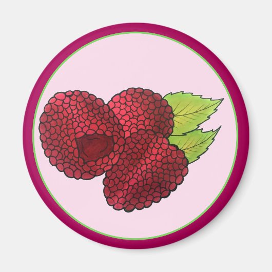 Reif Himbeere Rote Himbeeren Berry Frucht Druck Magnet (Vorne)