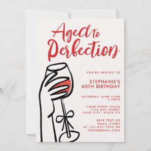 Reif zum Perfektion Handgezeichneter Wein 60. Gebu Einladung