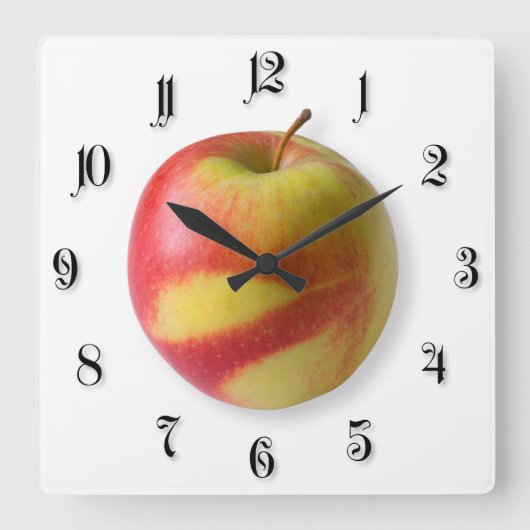 Reifapfel Quadratische Wanduhr (Vorderseite)