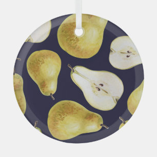 Reife Birne, schwarzer Hintergrund, Gartenkunst Ornament Aus Glas
