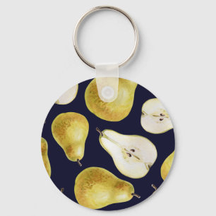 Reife Birne, schwarzer Hintergrund, Gartenkunst Schlüsselanhänger