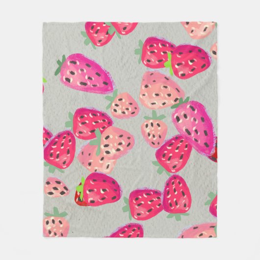 Reife Erdbeeren Handgezeichnete Textur Fleecedecke (Vorderseite)